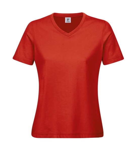 Damen 60°C Arbeits-T-Shirt V-Ausschnitt rot