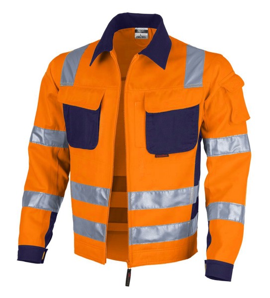 Qualitex Warnschutzkleidung orange dunkelblau Arbeitsjacke Warnschutzjacke