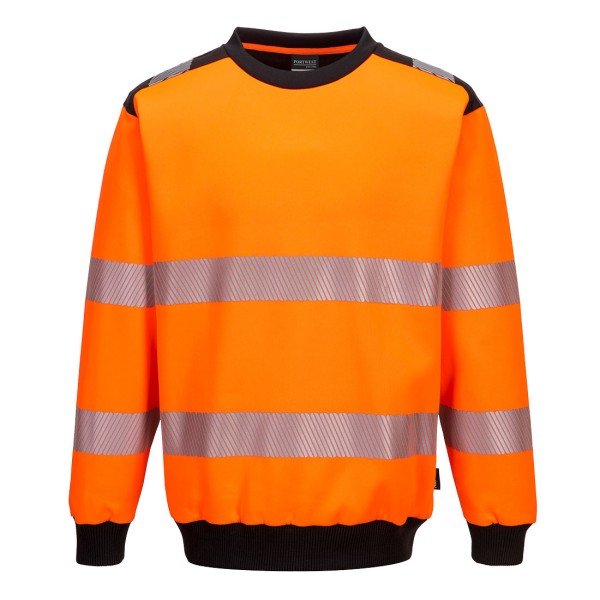 Warnschutz Sweatshirt orange mit Streifen