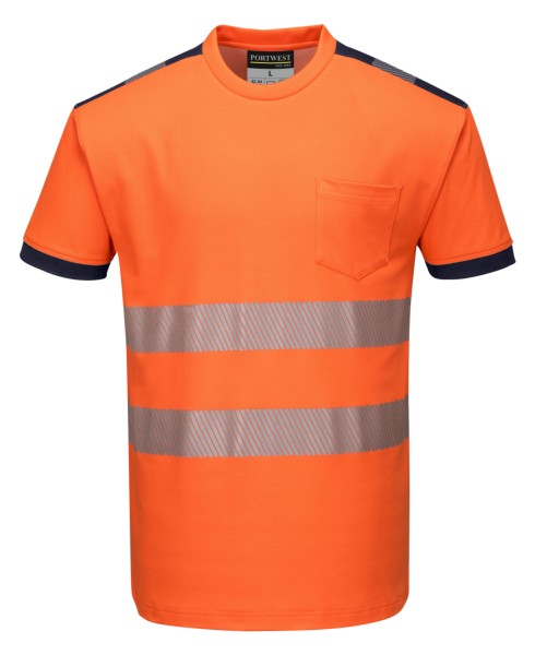 Warnschutz T-Shirt orange schwarz modern Baumwolle T181 Portwest